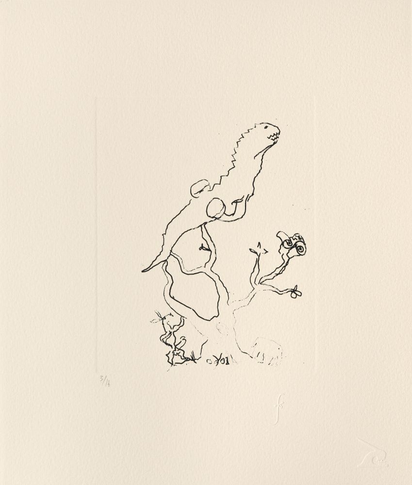 Incisione Flanagan - Hare, reptile and elephant
