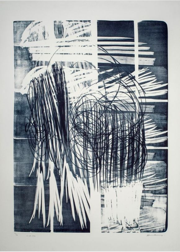 Non Tecnico Hartung - Hartung Hans (1904-1989)  L-16B-1974  Lithographie en noir