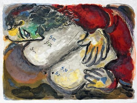 Litografia Chagall -  He wrote in the Tables the wordes of the covenant, even the Ten Commandments