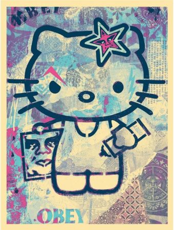 Serigrafia Fairey - Hello Kitty - Blue