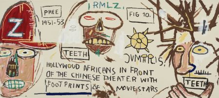 Serigrafia Basquiat - Hollywood Africans in front of the Chinese Theatre with Footprints of Movie Stars