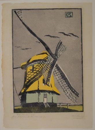 Incisione Su Legno Cunz - Holländische Windmühle