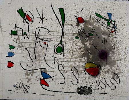 Incisione Miró - Homage to Picasso, 1972 - Hand-signed