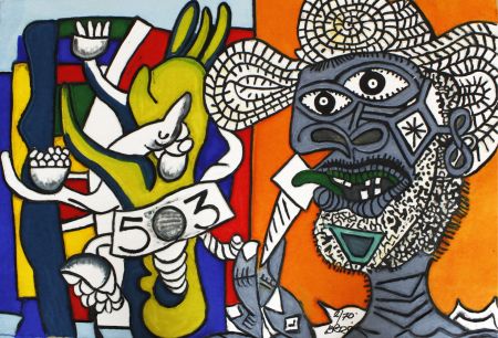 Incisione Erro - HOMMAGE A PICASSO ET FERNAND LEGER
