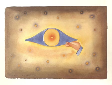 Litografia Folon - Hommage à Magritte