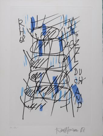 Incisione Hausmann - Hommage à Marcel Duchamp, 1971 - Hand-signed