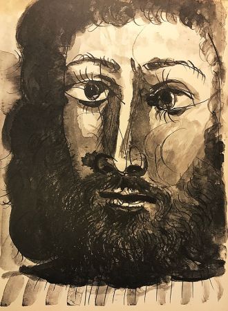 Non Tecnico Picasso (After) - Homme barbu à la chemise rayée