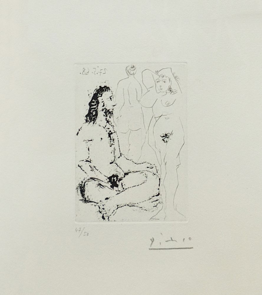 Incisione Picasso - HOMME NU ASSIS EN TAILLEUR (BLOCH 1600)