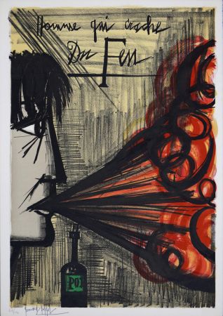 Litografia Buffet - Homme qui crache du feu, 1968 - Hand-signed!