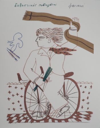 Litografia Fassianos - Homme élégant à vélo