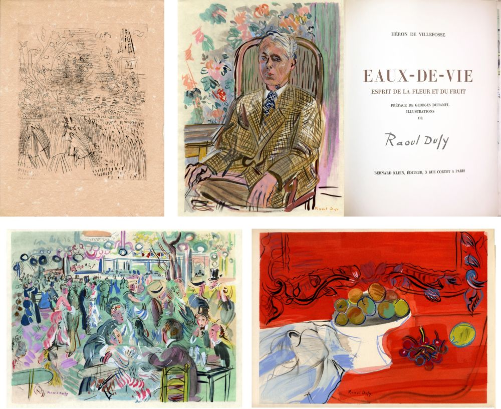 Libro Illustrato Dufy - Héron de Villefosse : EAUX DE VIE (11 pochoirs de Raoul Dufy) 1954