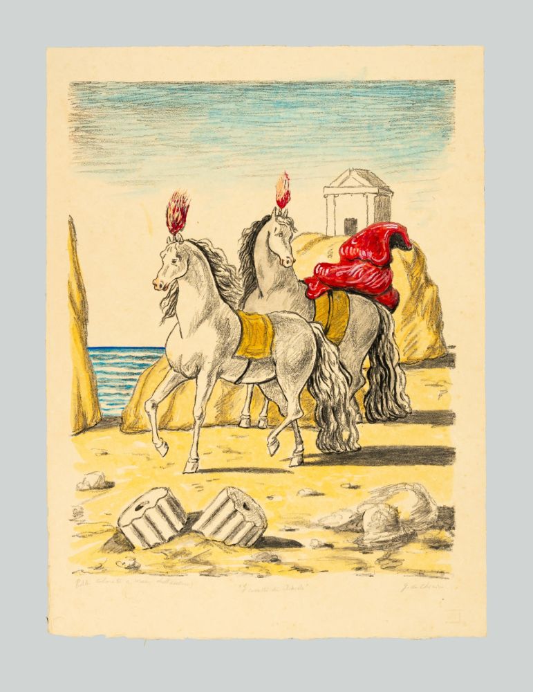 Litografia De Chirico - I cavalli di Achille