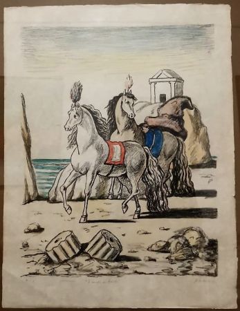 Litografia De Chirico - I cavalli di Achille.