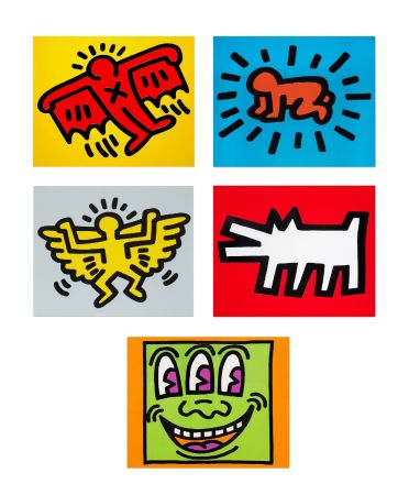 Serigrafia Haring - ICONS (COLOR) (Complete Set of 5), 1990
