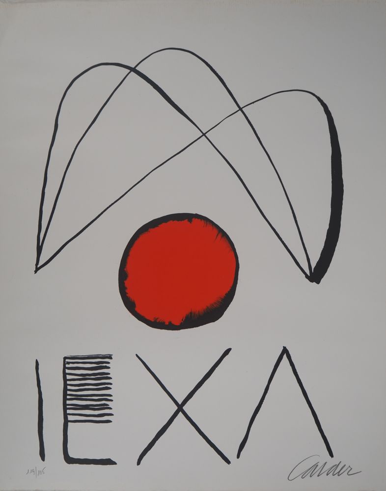 Litografia Calder - IEXA : Strings and Red Ball