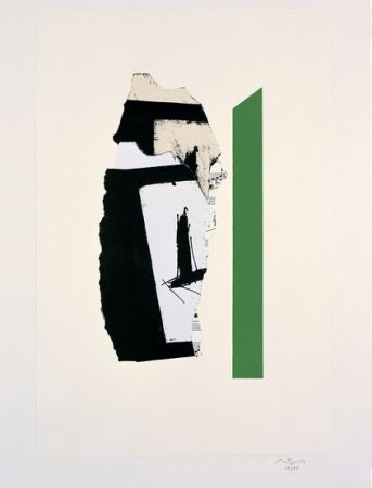 Litografia Motherwell - In White with Green Stripe