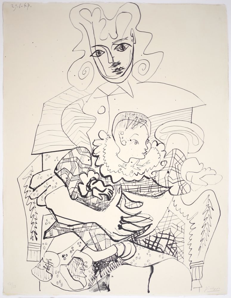 Litografia Picasso - Ines et son Enfant
