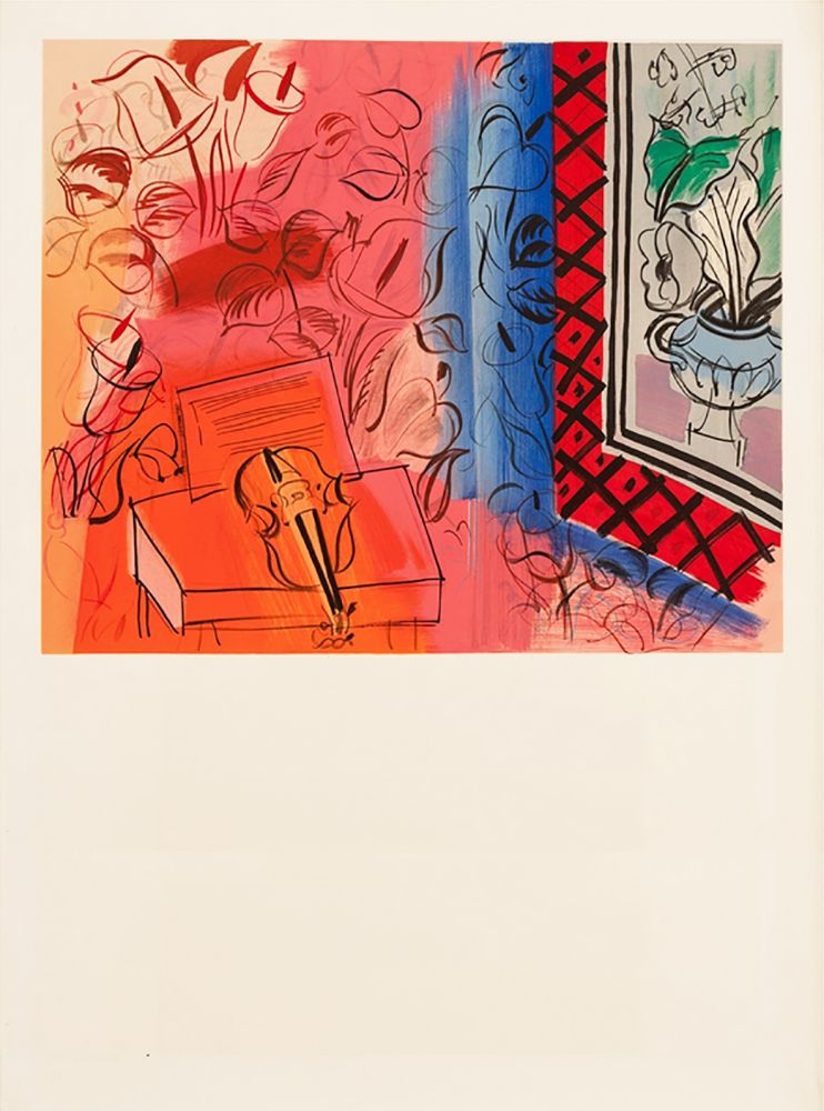 Litografia Dufy - INTÉRIEUR AU VIOLON ROUGE (Musée National D'Art Moderne 1953)
