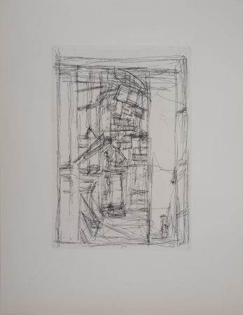 Incisione Giacometti - Intérieur au poêle