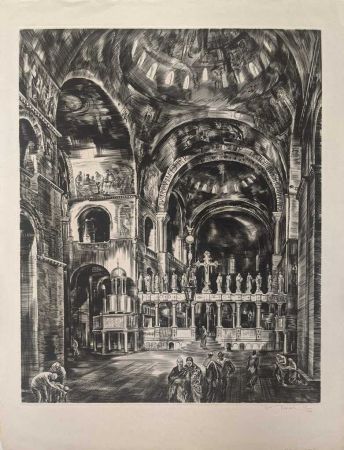 Acquaforte Decaris - Intérieur de Saint-Marc I (Venise) / Interior of St. Mark's, Venice