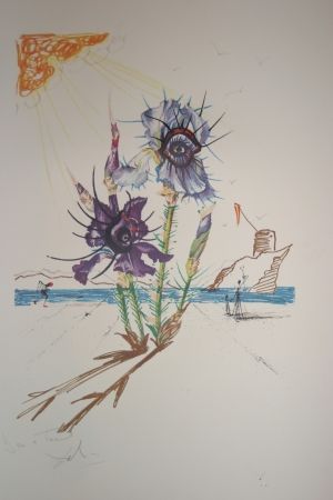 Litografia Dali - Iris of Dalí's Youth (surrealistic flowers)