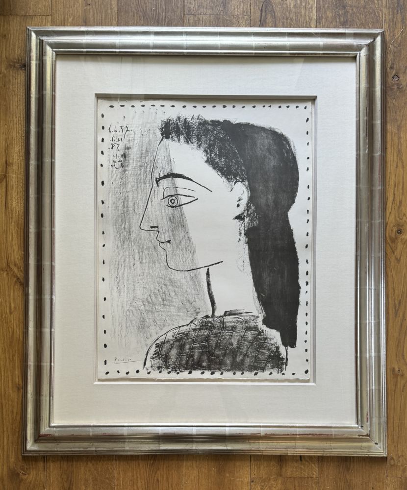 Litografia Picasso - Jacqueline au mouchoir noir