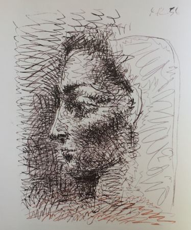 Litografia Picasso - Jacqueline de profil