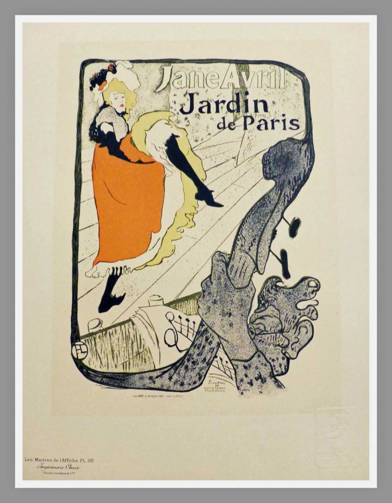 Litografia Toulouse-Lautrec - JANE AVRIL - JARDIN DE PARIS - TOULOUSE LAUTREC