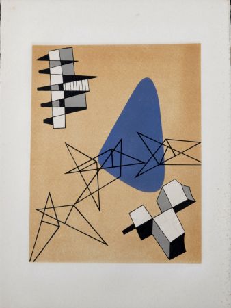 Litografia Arp - Jean Arp, Alberto Magnelli & Sophie Taeuber-Arp. - Untitled Collaboration, Aux Nourritures Terrestres, 1950