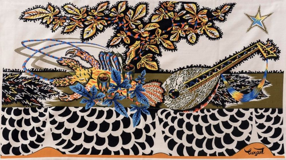 Multiplo Lurcat - Jean LURCAT (1892-1966), d'après. La Table. Tapisserie en laine. Signée.