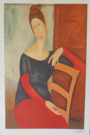 Litografia Modigliani - Jeanne hebuterne a la chaise