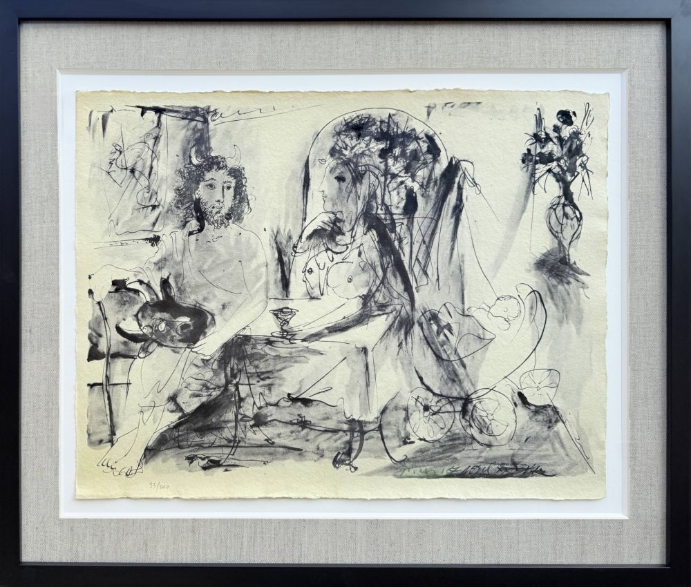 Litografia Picasso - Jeune faune, femme et enfant