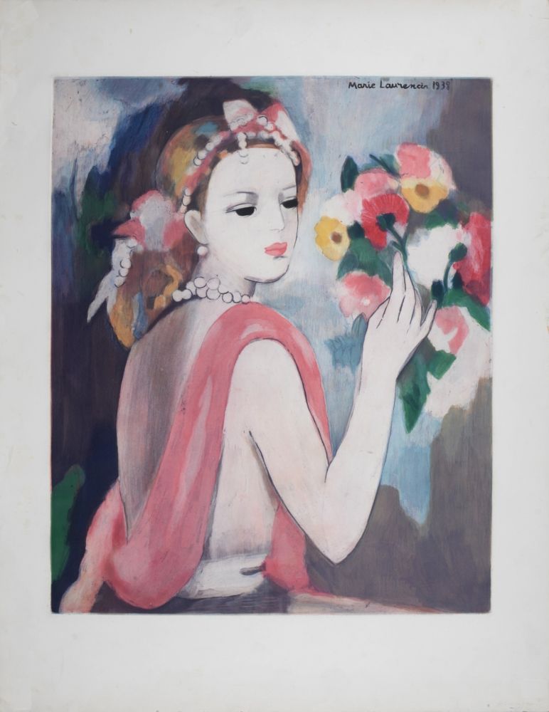 Acquaforte Laurencin - Jeune femme au bouquet, circa 1980