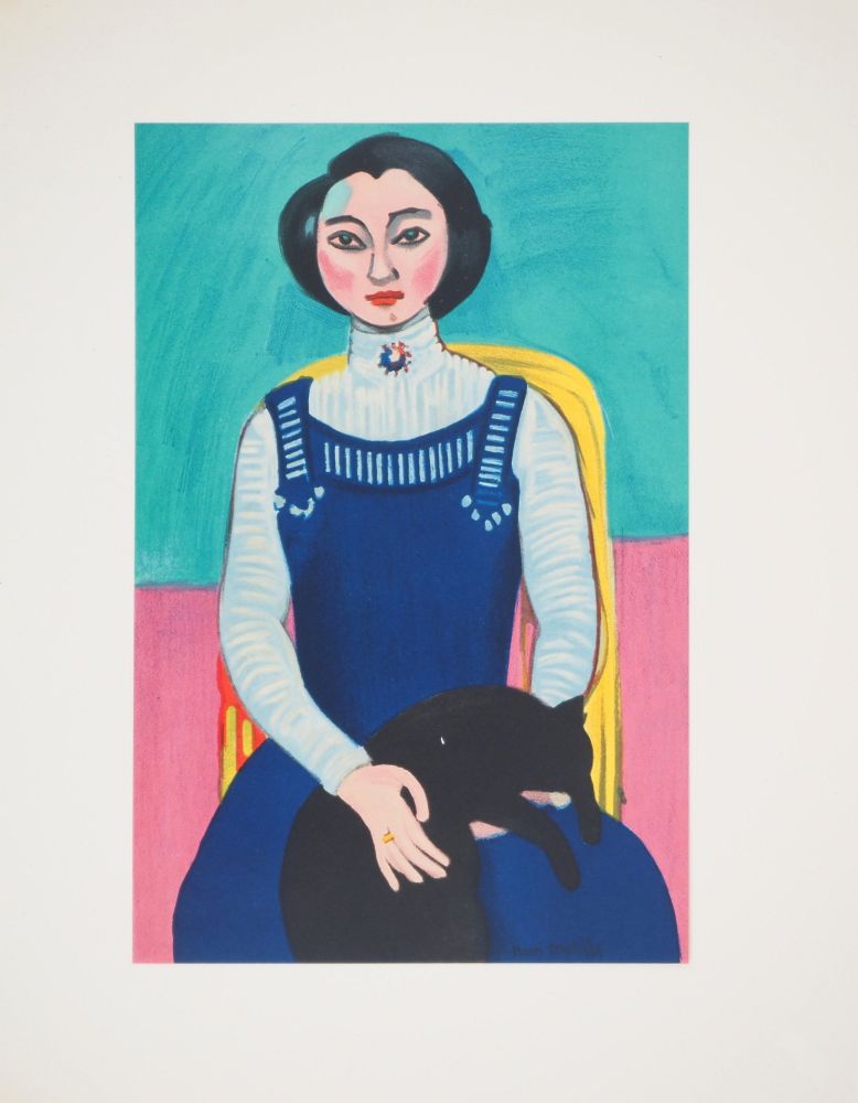 Litografia Matisse - Jeune femme au chat (Margueritte Matisse)