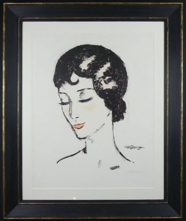 Litografia Van Dongen -  Jeune femme aux yeux baissés