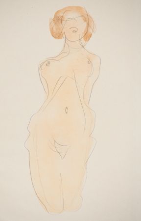 Litografia Rodin - Jeune femme nue posant