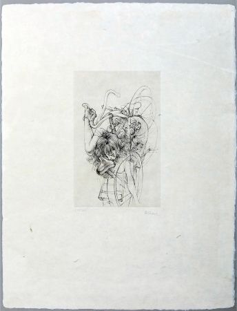 Incisione Bellmer - Jeune fille à la bicyclette, signée (1970)