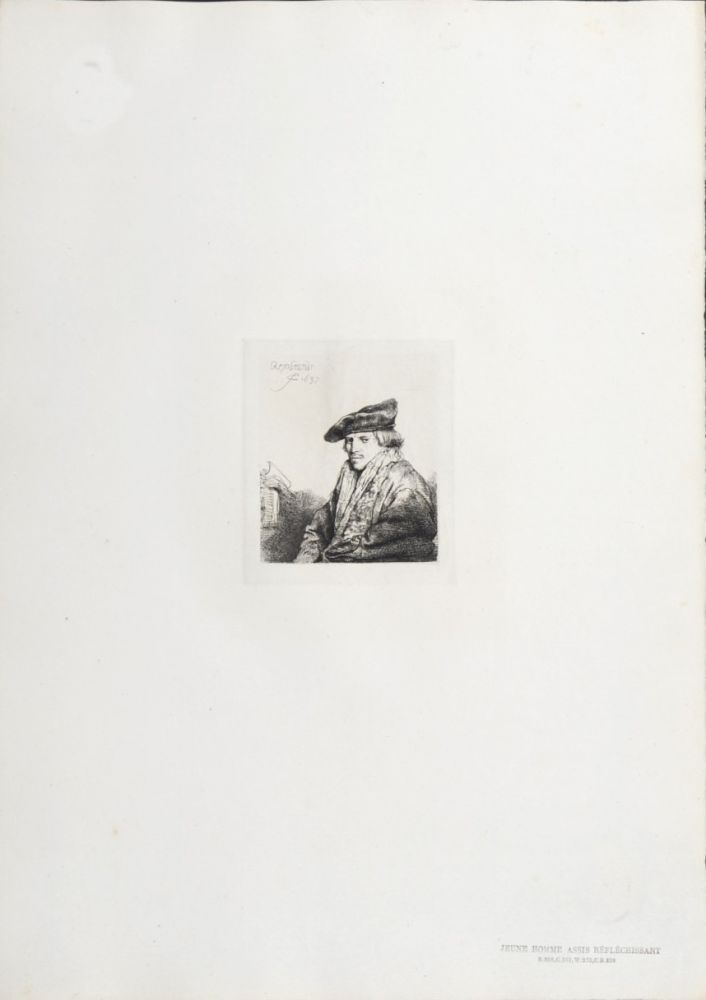 Rotocalcografia Rembrandt - Jeune Homme assis réfléchissant