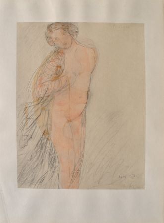Incisione Rodin - Jeune modèle à moitié nu