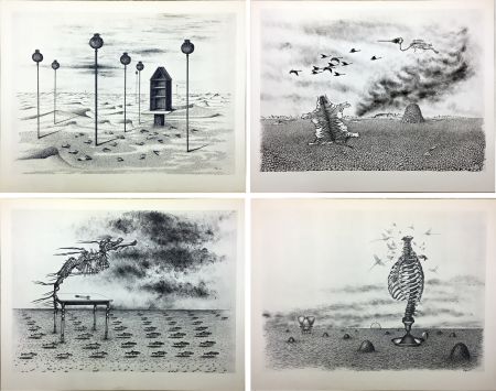 Libro Illustrato Toyen - Jindrich Heisler : CACHE-TOI GUERRE ! Poème. Cycle de 9 dessins de Toyen de 1944
