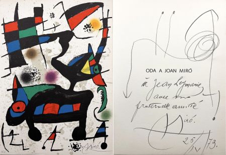 Libro Illustrato Miró - Joan Brossa. ODA A JOAN MIRÓ. Lithographie signée et envoi avec dessin (1973)