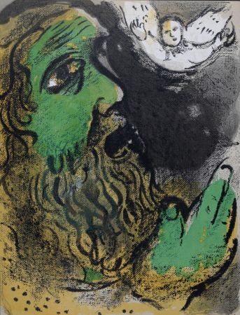 Litografia Chagall - Job en prière, 1960