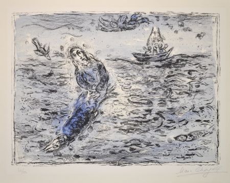Litografia Chagall - Jonah Against A Blue Background - M661