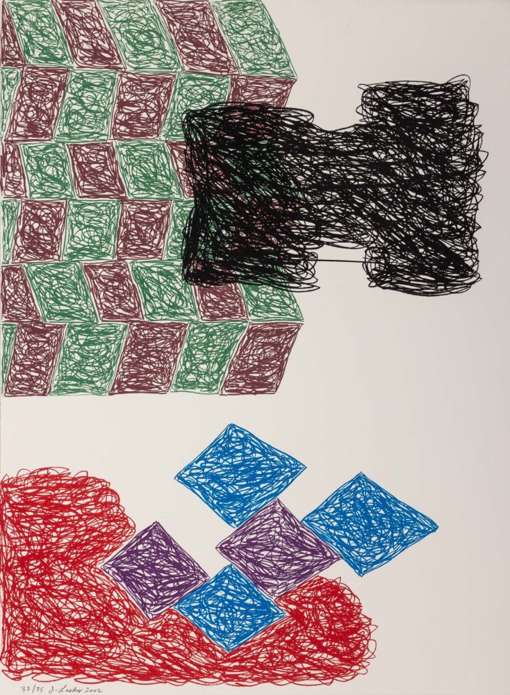 Litografia Lasker - Jonathan Lasker (1948) - Unconscious Construct - Lithograph on paper - 2002