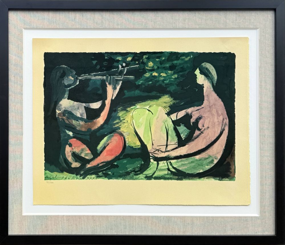 Litografia Picasso - Joueur de diaule et nu