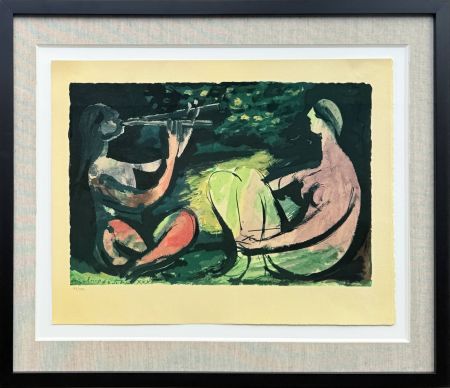 Litografia Picasso - Joueur de diaule et nu