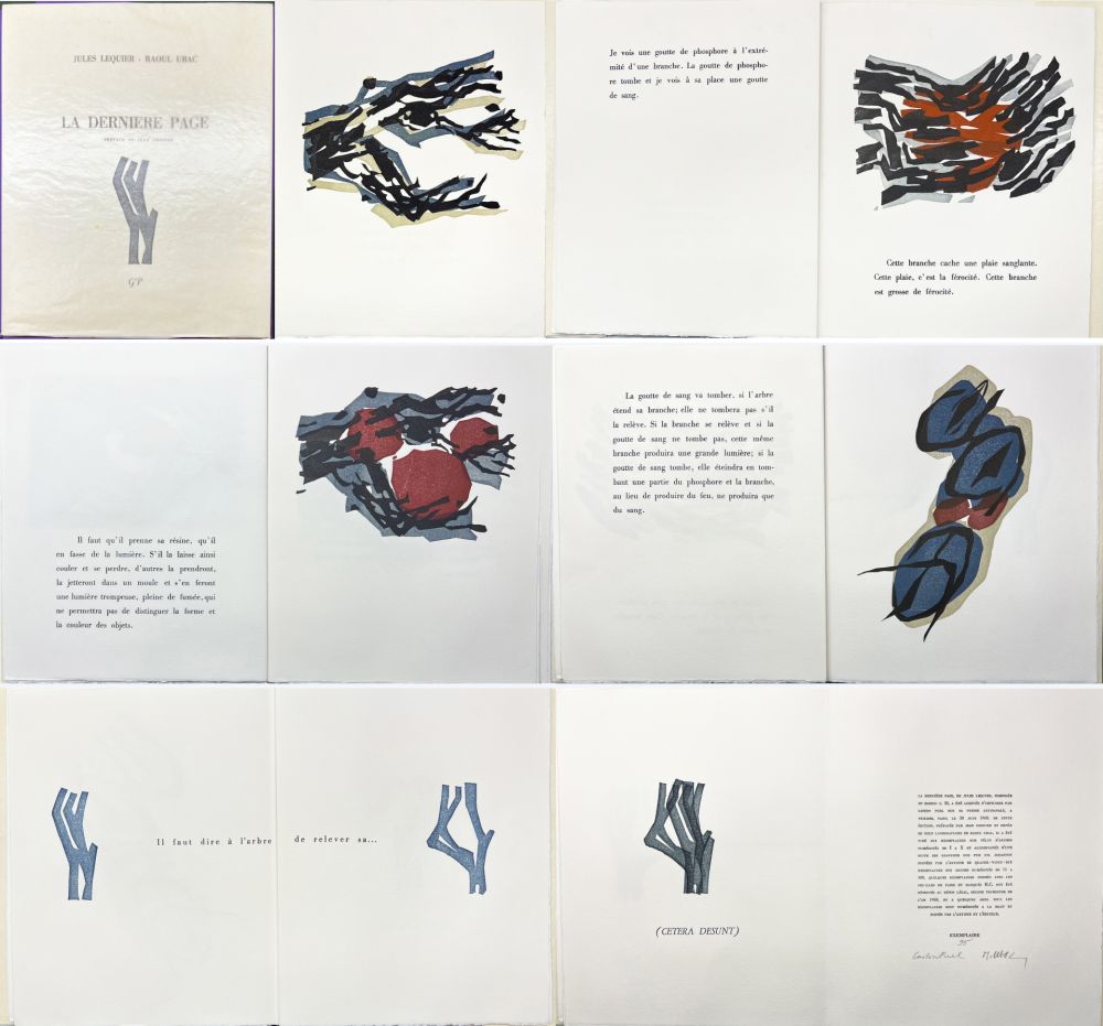 Libro Illustrato Ubac - Jules Lequier : LA DERNIÈRE PAGE. Avec 9 lithographies originales de Raoul Ubac (1968). 