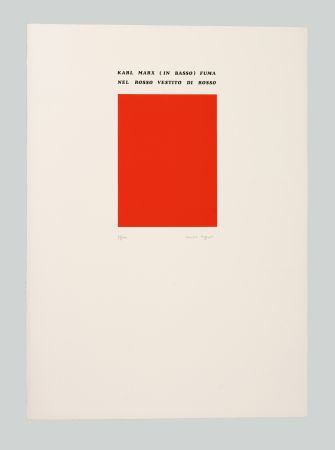 Serigrafia Isgro - Karl Marx (in basso) fuma nel rosso vestito di rosso