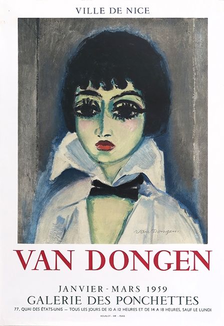 Litografia Van Dongen - Kees Van Dongen (1877-1968). Affiche Galerie des Ponchettes. 1959. Lithographie.