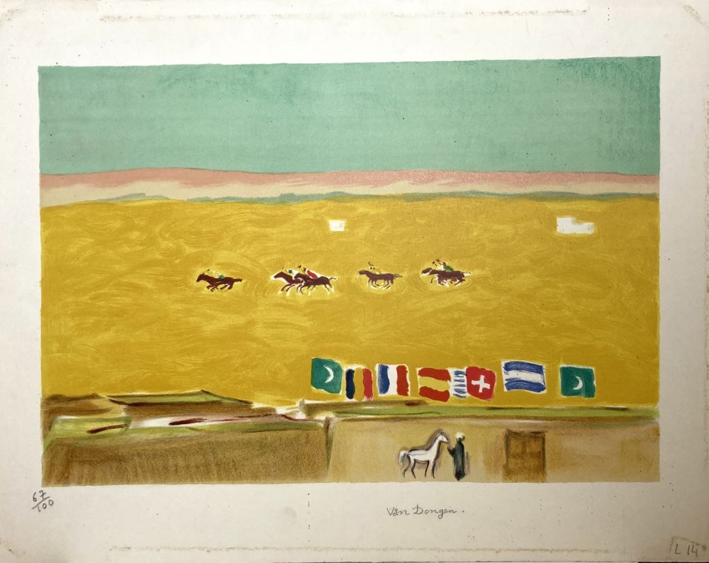 Litografia Van Dongen - Kees Van Dongen (1877-1968)  Polo à Alexandrie, circa 1950. 